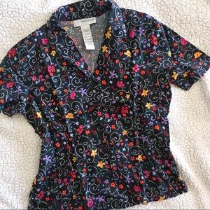 Floral button front blouse